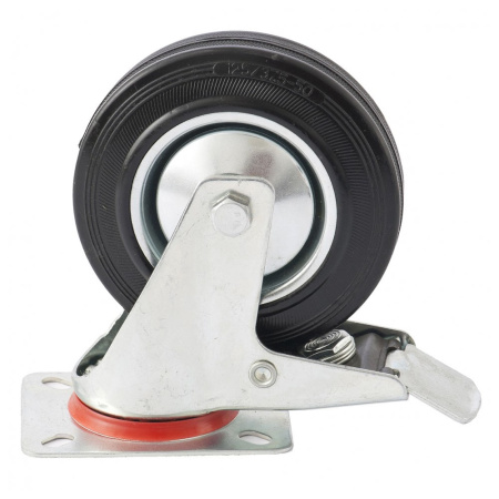 Колесо пром, поворотн. с тормозом, Д-125мм, ось 15мм