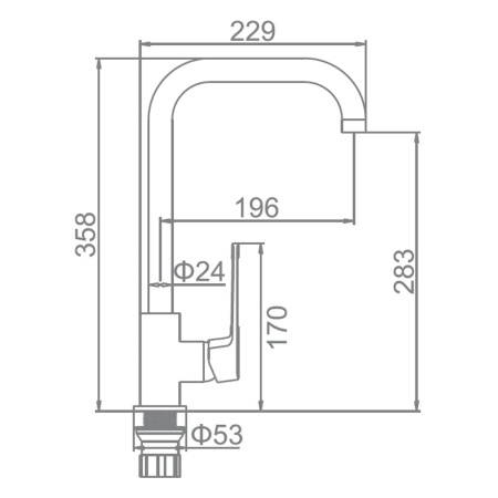 Смеситель для кухни 35 карт.  LEDEME  с бок. ручкой