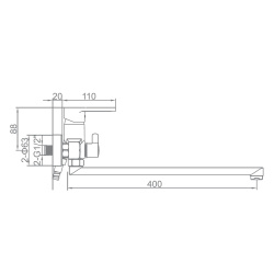 Смеситель ванн.-душ. 35 карт.  LEDEME L-40