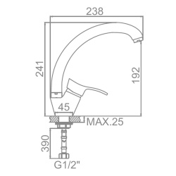 Смеситель для кухни 35 карт.  LEDEME  с бок. ручкой, литой излив, на гайке