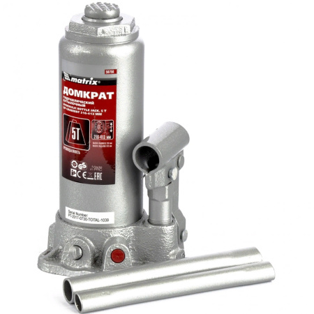 Домкрат гидравлич. бутылочный  5,0т  в кейсе  MATRIX Master (подъём 216-413мм)