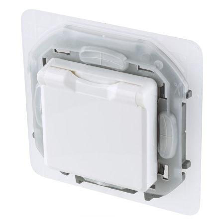 Розетка 1-ая с/п c/з  с крышкой IP44 LEGRAND INSPIRIA Белый