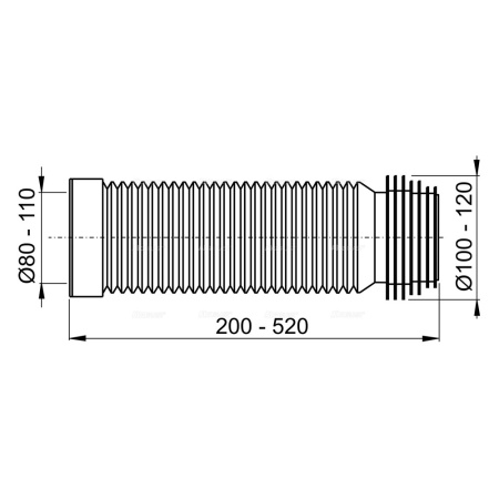 Гофра для унитаза 285/625  ALCAPLAST 