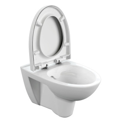 Унитаз подвесной белый PARVA безободковый, сиденье дюропласт, микролифт 345х365х510  CERSANIT