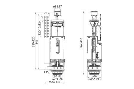 Арматура для унитаза  IDDIS кноп. хром н/п