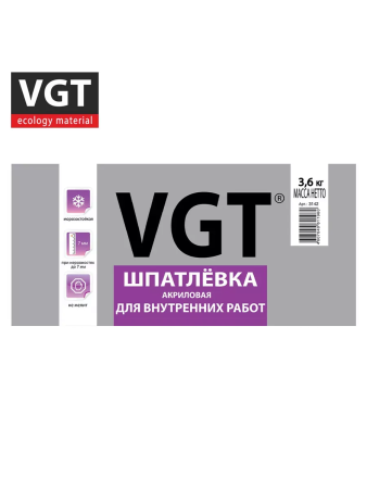 Шпатлевка акриловая для внутр работ   3,6кг  ВГТ