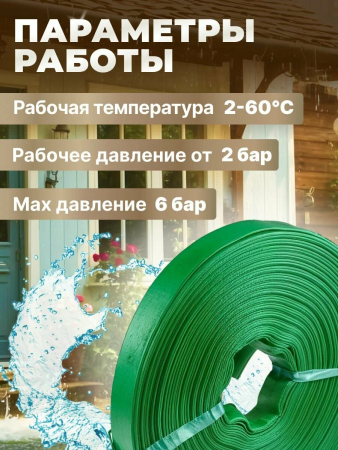 Шланг для дренажного насоса  1 1/2" 25м (2 бар) ПЭ,зеленый  AV engineering