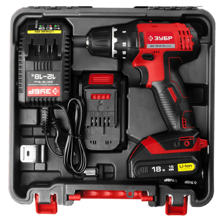 Шуруповерт акк ЗУБР ДА-18-2-Li (18В,2акк,1,5Ач,50Нм,1,15кг)