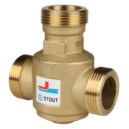 Клапан трехходовой термостатический 1 1/4" НР  STOUT
