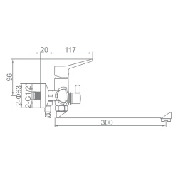 Смеситель ванн.-душ. 25 карт.  LEDEME L-30