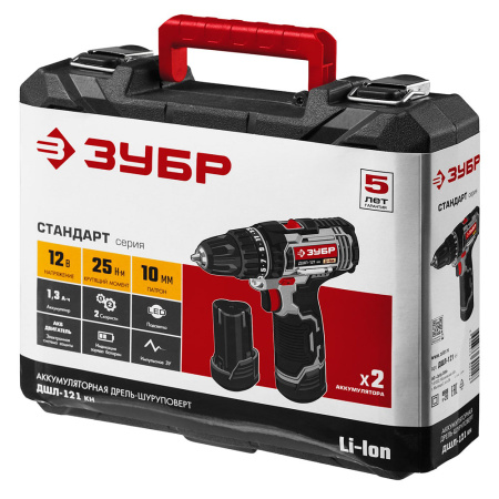 Шуруповерт акк ЗУБР ДШЛ-121-Li (12В,2акк,1,3Ач,25Нм,1.0кг)