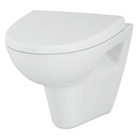 Унитаз подвесной белый PARVA безободковый, сиденье дюропласт, микролифт 345х365х510  CERSANIT