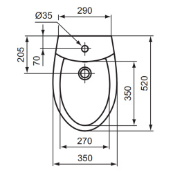 Биде белый подвесное с отв. SIRIUS  VIDIMA