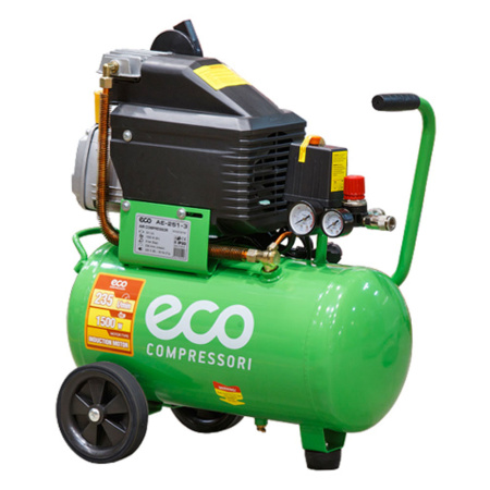 Компрессор воздушный ECO AE-251-3 (1500Вт, 235 л/мин, объем ресивера 24л, раб.дав.8атм)