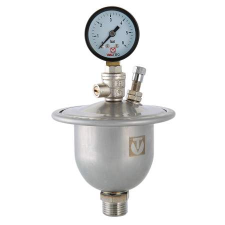 Мембранный гаситель гидроударов 1/2" 0,155л с манометром  VALTEC