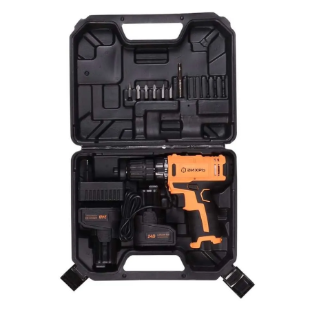 Шуруповерт акк. ВИХРЬ ДА-24Л-2К (напр.24В,2-Li акк,макс.крут.момент 40Нм,емкость акк.2.0Ач)  