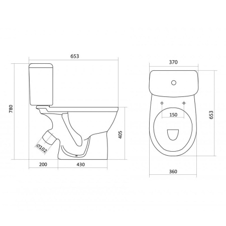 Унитаз белый БОРЕАЛЬ компакт, сиденье дюропласт 650х370х780  SANTEK